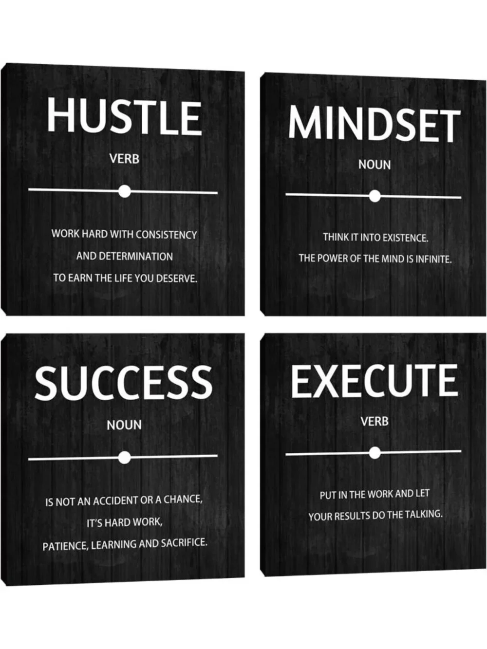 Inspirational Motivational Wall Art Set - 4 Modern Canvas Posters for Home